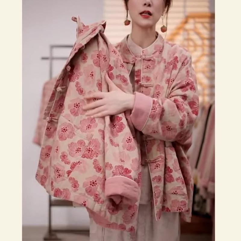 秋服 レディース ファッション オシャレ カワイイ シンプル 大人カワイイ 大きいサイズ 冬 ボタン ダウン プリント 綿 ジャケット キルティング 厚手 5,317円