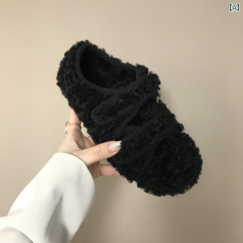 限定SALE!!大特価羊毛 厚 ファーシューズ レディースシューズ 冬 アウターウェア フェアリー 靴 フラットシューズ
