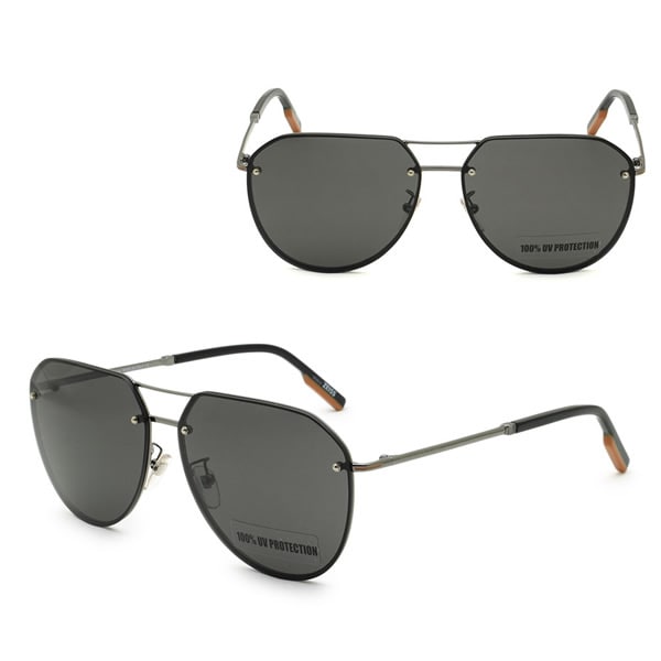 サングラス EZ0179-D/S 08C 63 Ermenegildo Zegna サングラス ノーズパッド UVカット ガンメタル グレー