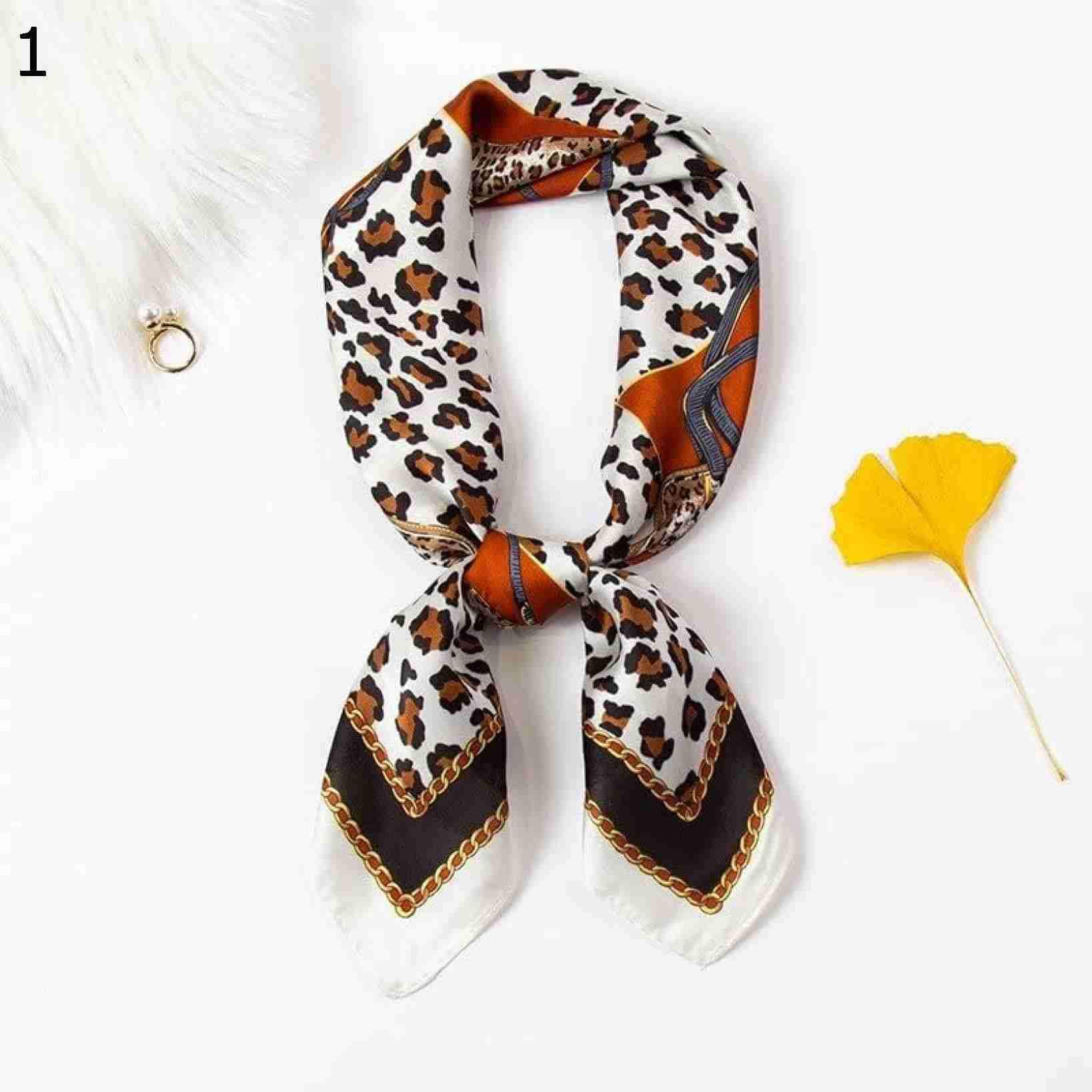 【20%OFFクーポン～】スクエア スカーフラップ ヘア タイ ヘッドバンド 春 秋 ダーク グリーン ヒョウ フローラル ショール スカーフ 70*70cm) 28 : : Size (Col