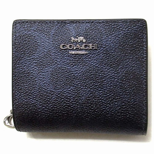 コーチ 財布 COACH アウトレット スナップ ウォレット・シグネチャー キャンバス 二つ折り財布 ネイビー CCL96 SBLNV