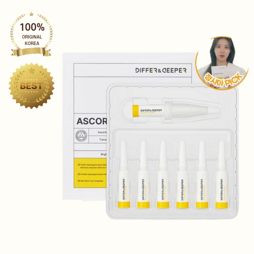 [正品]Differ&Differ アスコルビックフォーデイリー 2ml×7個+セーフキャップ付 (お肌のシミを見えにくくカバーします/肌を守りながらふっくらハリ肌へ) 美容液, ビタミンC, 韓国コ