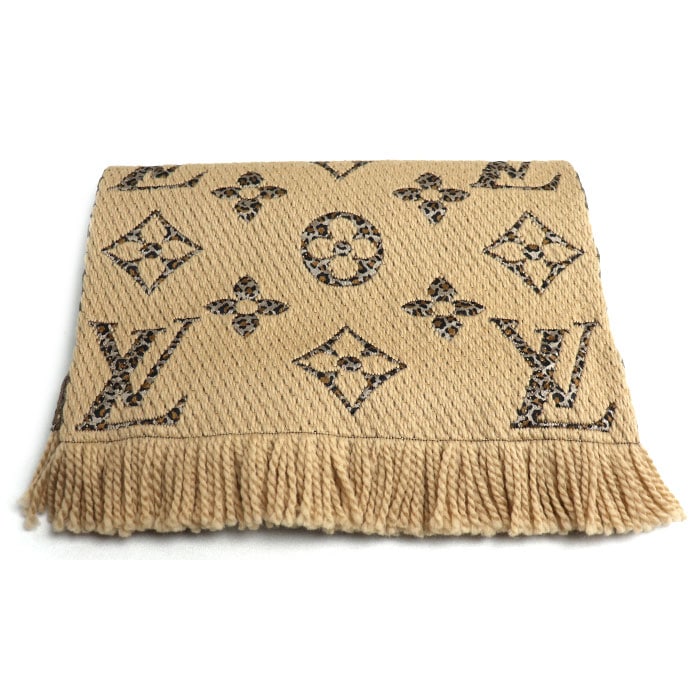 LOUIS VUITTON ルイ・ヴィトン エシャルプ・ジャイアント モノグラム ジャングル マフラー ブラウン ベージュ M75884 GM0139 ユニセックス 中古