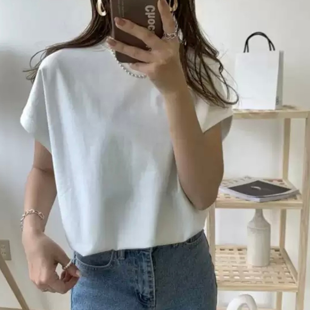 トップス Tシャツ カットソー 白トップス 袖なし 袖あり ノースリーブ 半袖 Uネック ラウンドネック ストレート クロシェ 編み込み シースルー 綿 コットン 大人可愛い きれいめ シンプル