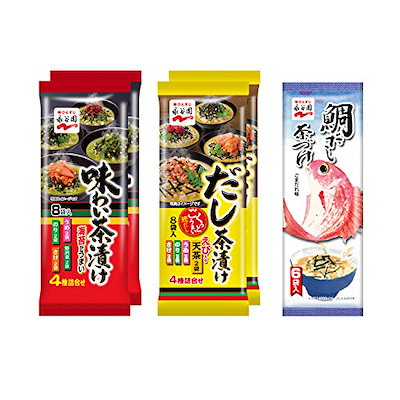 他サイト： Nagatanien 永谷園 お茶づけ3種セット(味わい茶づけ4種 8食入×2袋だし茶漬け 8食入×2袋鯛だし茶づけ 6食入×1袋)の商品画像