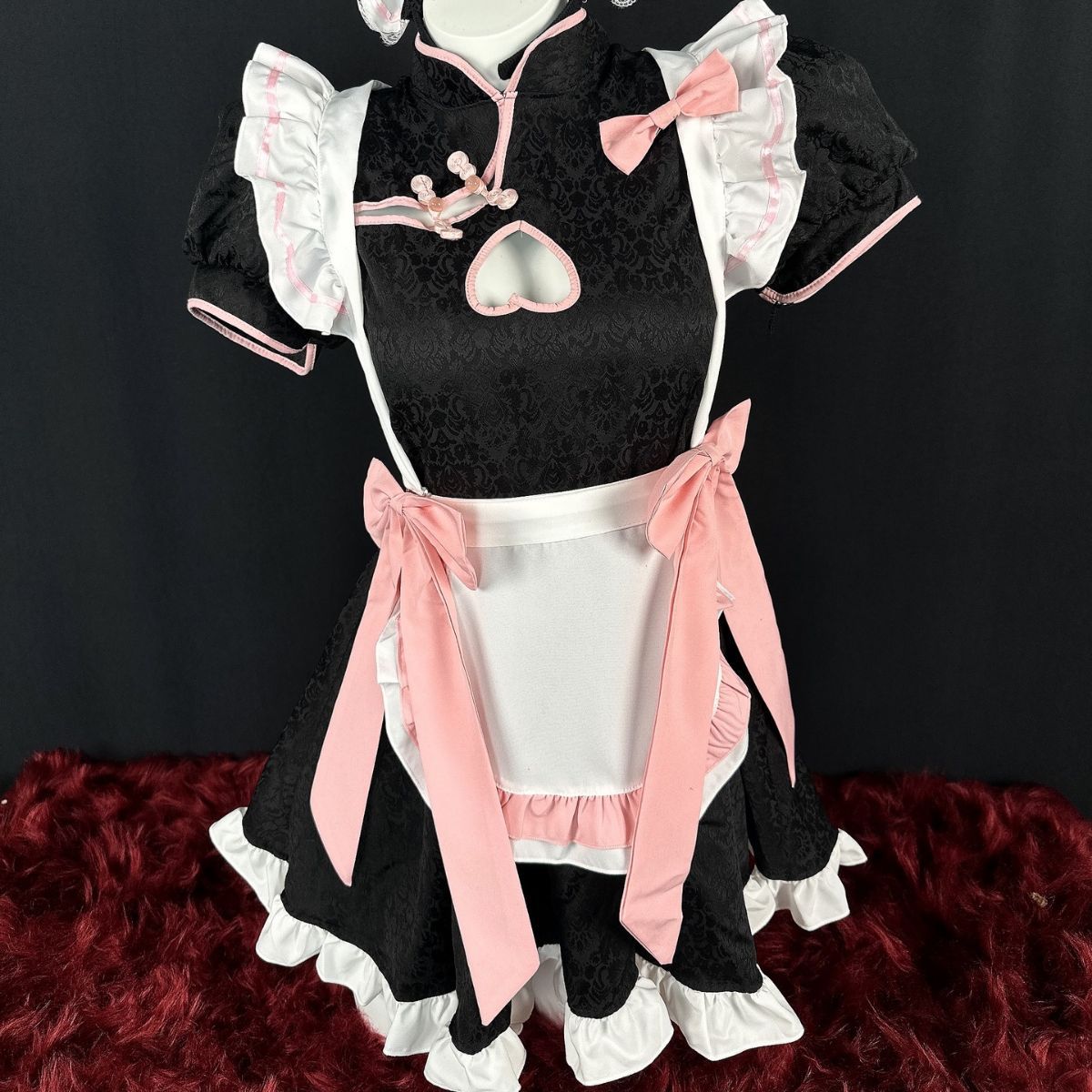 ハロウィン コスプレ COS二次元日系メイドスーツロリータ透かし彫りチャイナドレス制服セクシーワンピース レディース 衣装