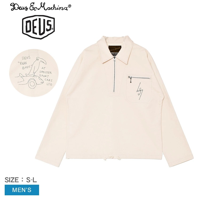 エクス マキナ スペクター スモック シャツ DMF245542 メンズ 長袖 羽織 プルオーバーシャツ おしゃれ ファスナー ロゴ 刺繍 シンプル カジュアル ストリート アメカジ