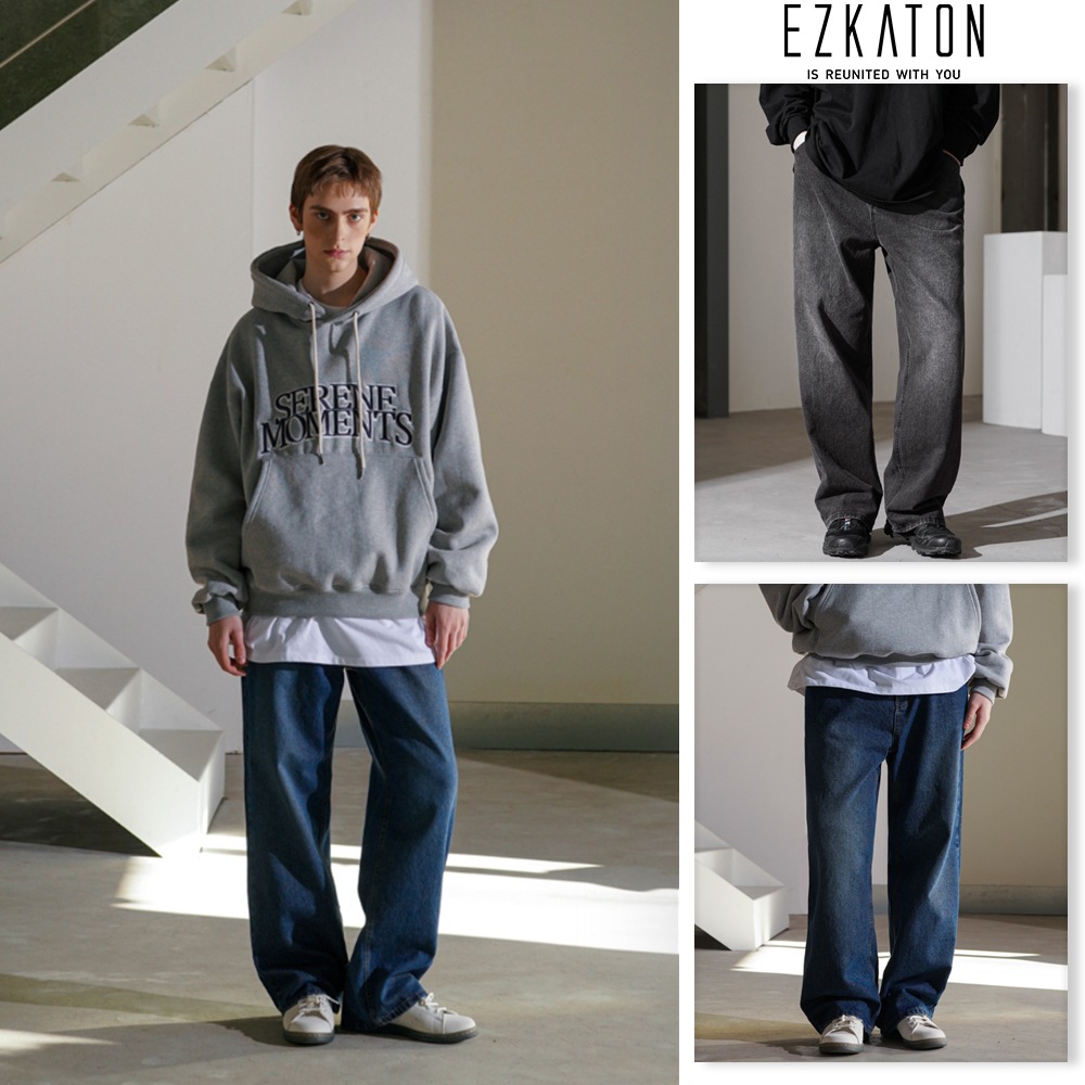 [EZKATON] Tined washing wide pants