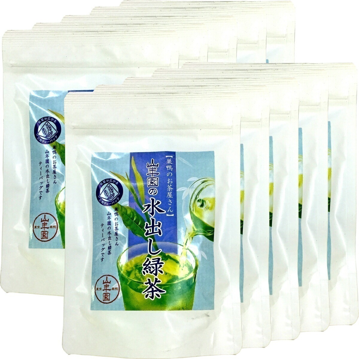 国産100% 巣鴨のお茶屋さん山年園の水出し緑茶(抹茶入り) ティーパック 10g15パック10袋セット 日本茶 ティーバッグ Japanese Green Tea 国産 Matcha 煎茶 ギフ
