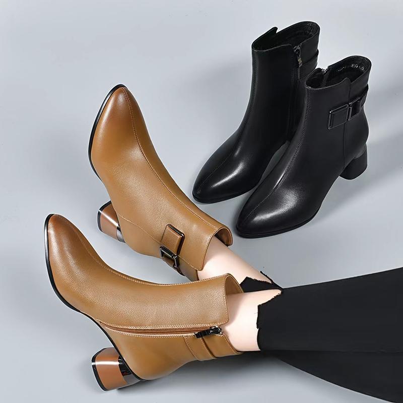 大人気！ 厚底シューズ 2025新しい厚いショートブーツ春と秋のシングルブーツふくらはぎブーツ冬パッド入り尖ったマーティンブーツレディース 韓国ファッション