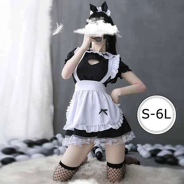メイド服 可愛い コスプレ衣装 メイド カチューシャ エプロン 大人 セクシー コスチューム ハロウィン コスプレ ウェイトレス コス ワンピース 女性 仮装 衣装 ゴスロリ 学園祭 文化祭 定番 オ