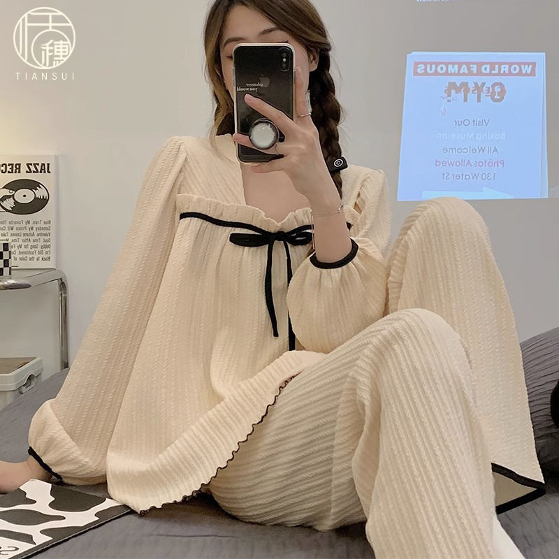 セットアップ 2024 夏 新今週の割引は 25% オフです作長袖長ズボンお姫様風パジャマ春秋2024年新作春と秋の部屋着 メガ割