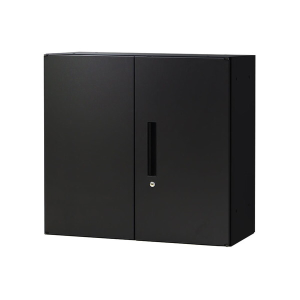 法人限定 Netforce EA-8040-2R-W-BK ブラック 両開き書庫 2段 スチール (幅800×奥行400×高さ750mm) メーカー直送