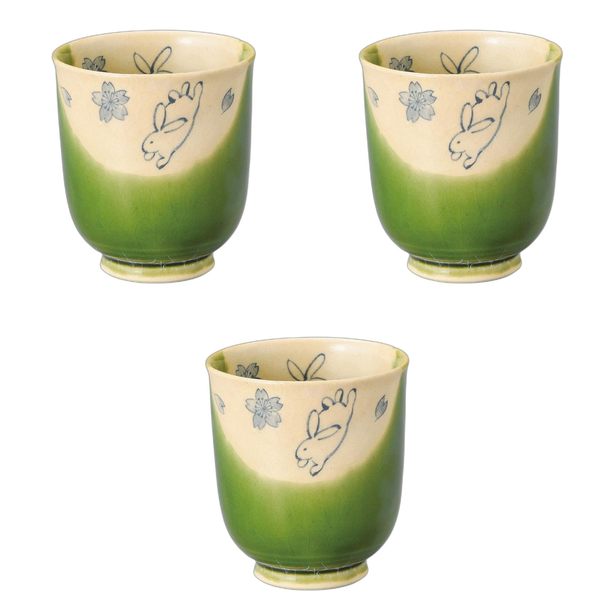 セトモノホンポ(Setomonohonpo) 3個セット おりべうさぎ湯呑（大） [ 8×8.8cm ] 湯呑陶磁器