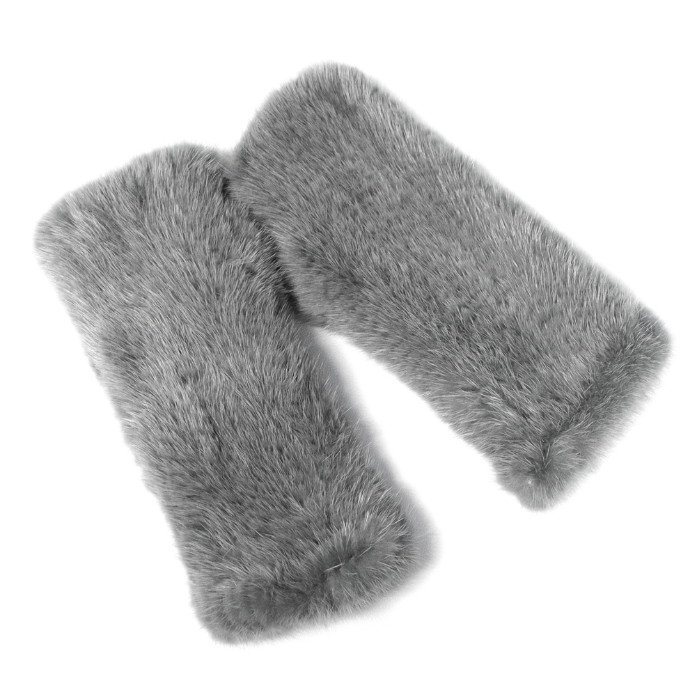 ミンク ストレッチ ファー リストウォーマー 手袋 ファー グローブ アームウォーマー フィンガーレス 指なし 編み込み 毛皮