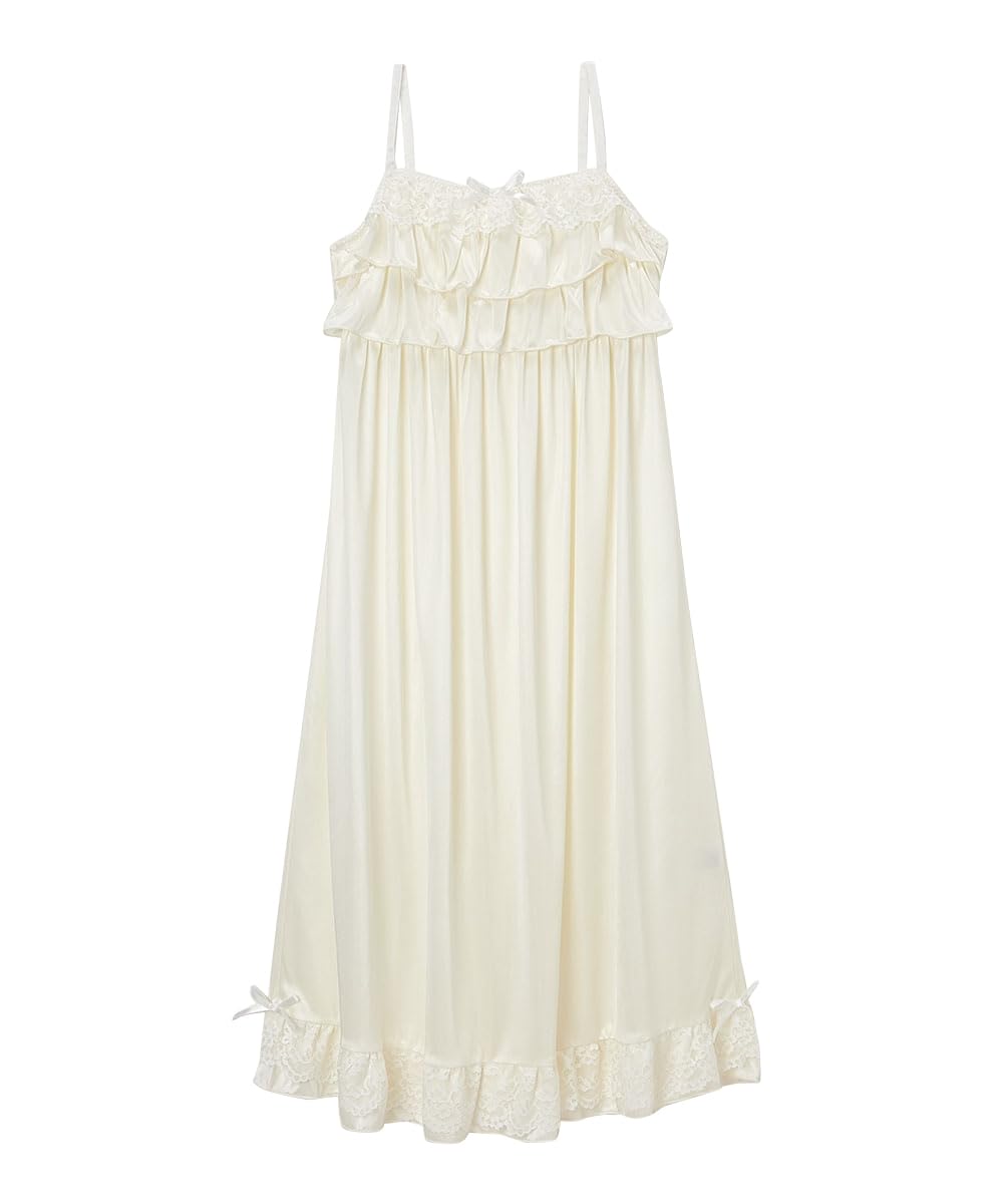 [ニッセン] スリップ 胸元フリルセクシールームキャミワンピース パールホワイト 5L