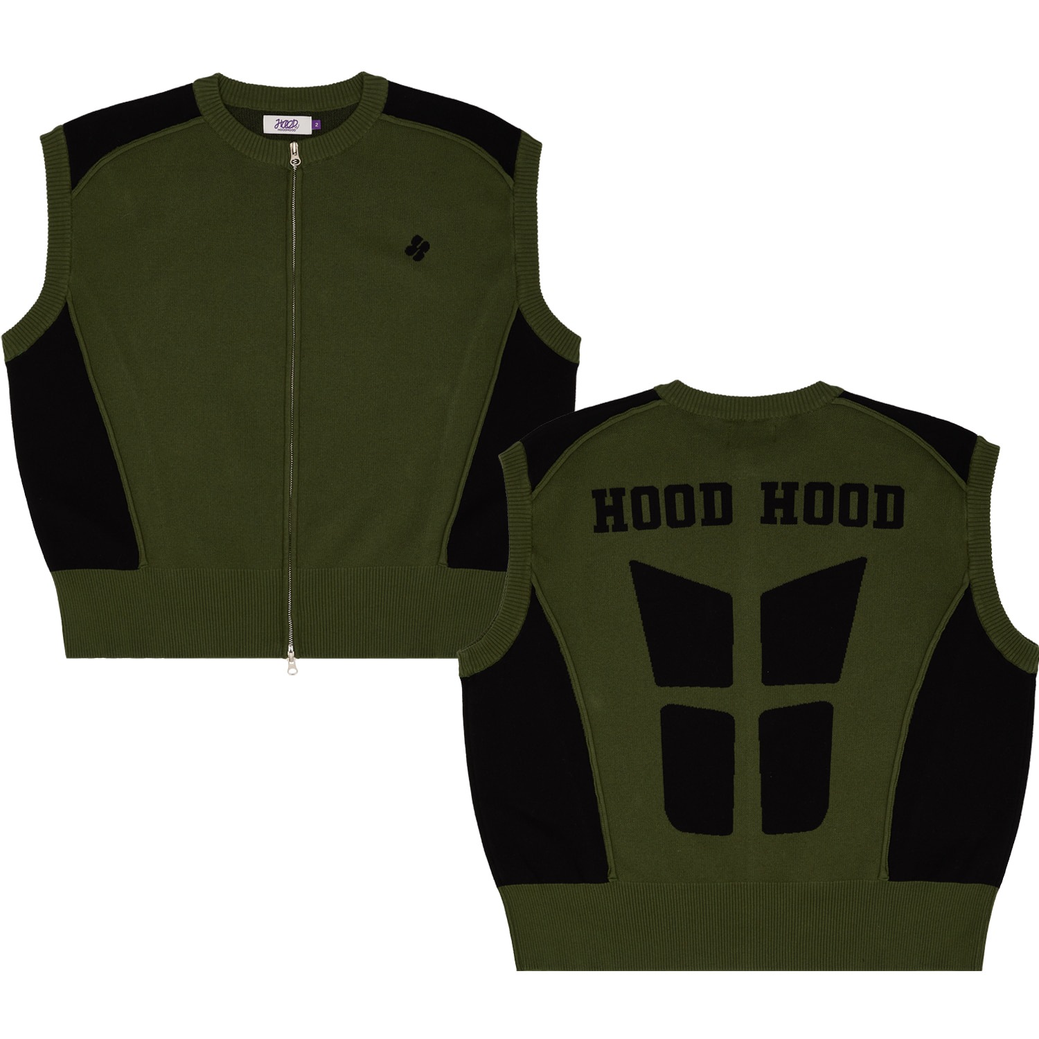 Racing knit zip-up vest KHAKI