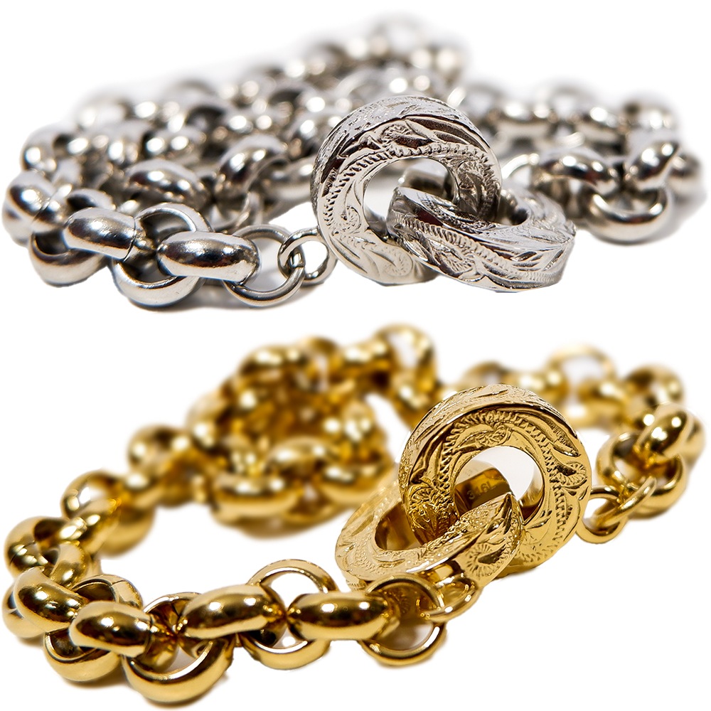 ハワイアンジュエリー ブレスレット メビウス プルメリア カレイキニ メンズ K14ゴールド