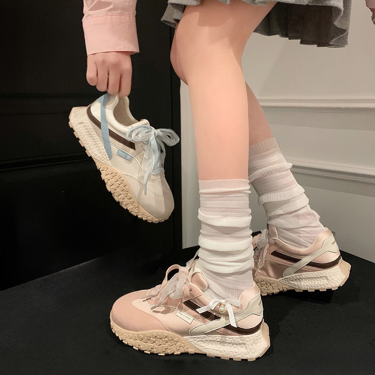 Dexunレディースシューズ 2025年春 身長アップ 厚底 ソフトソール 万能ダッドシューズ レディース フォレストガンプシューズ レディース スポーツシューズ