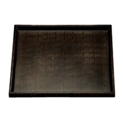 福井クラフト 木)9寸荒彫角盆よもぎ塗 16913290