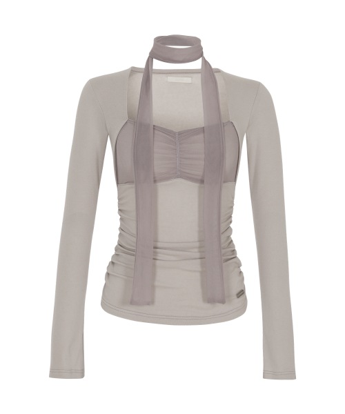 【ILLIGO】 Shirring Bolero Top Pink Gray 正規品