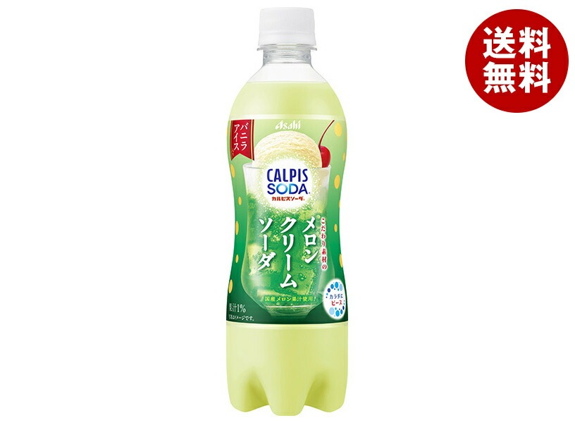 アサヒ飲料 カルピスソーダ こだわり素材のメロンクリームソーダ 500mlPET×24本入×(2ケース)