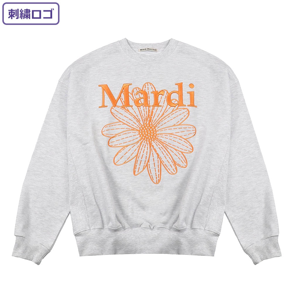 SWEATSHIRT FLOWERMARDI NEEDLEWORK HEATHER ORANGE 長袖 レディース 韓国 ファッション アパレル 刺繍 ロゴ