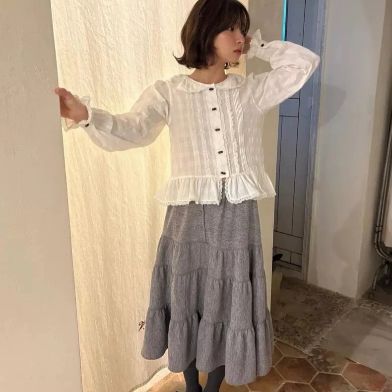 春 新 韓国 気品 レトロ ハイウエスト スリム ケーキスカート