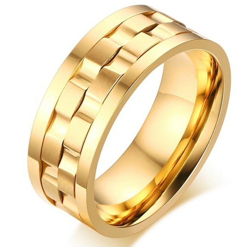 ゴールドサンシャインスピンステンレスリング（ZRO037）指輪 21号 金色 回る 回転する スピナー ユニーク サージカルステンレス316L 男性 女性 プレゼント 面白 r1173