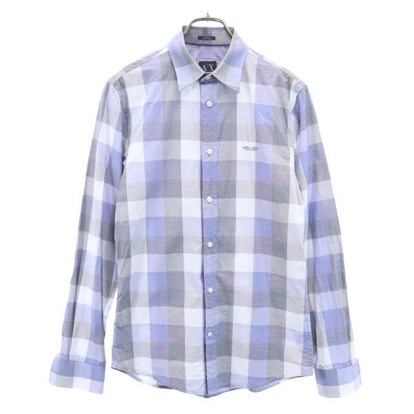 チェック 長袖 シャツ S ブルー系 メンズ