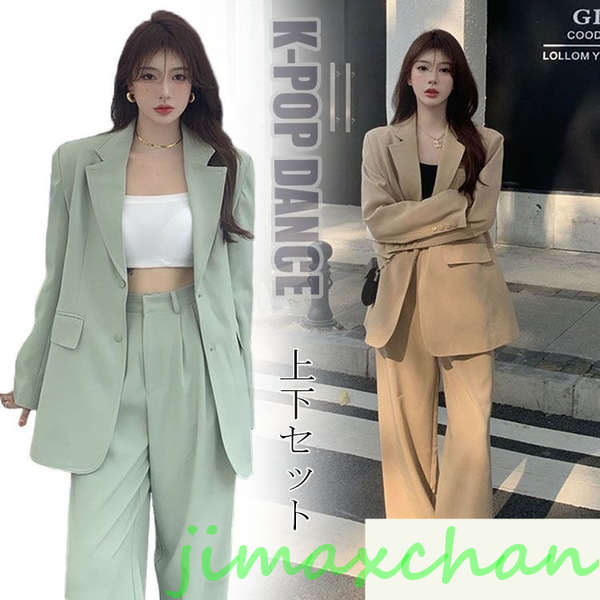 今だけ！新生活 韓国 レディース ダンス 衣装 ダンススーツ k-pop衣装 セットアップ 2色お揃い パンツスーツ レディース ヒップホップ ワイドパンツ へそ出し