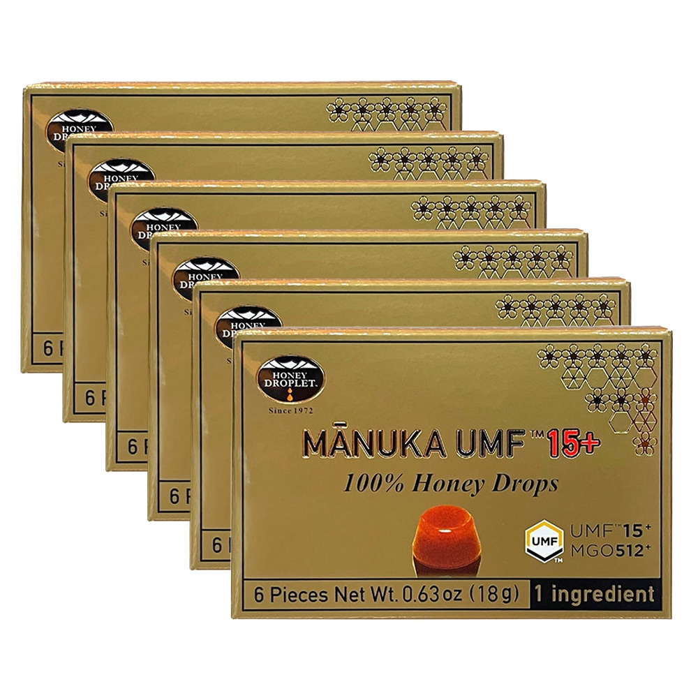マヌカハニー キャンディ UMF 15+ 6箱 36粒 ハニードロップレット 蜂蜜 はちみつ 飴 のど飴 ドロップ 抗菌 贈り物 喉ケア 活性 自然食 のどあめ 6粒入 食品