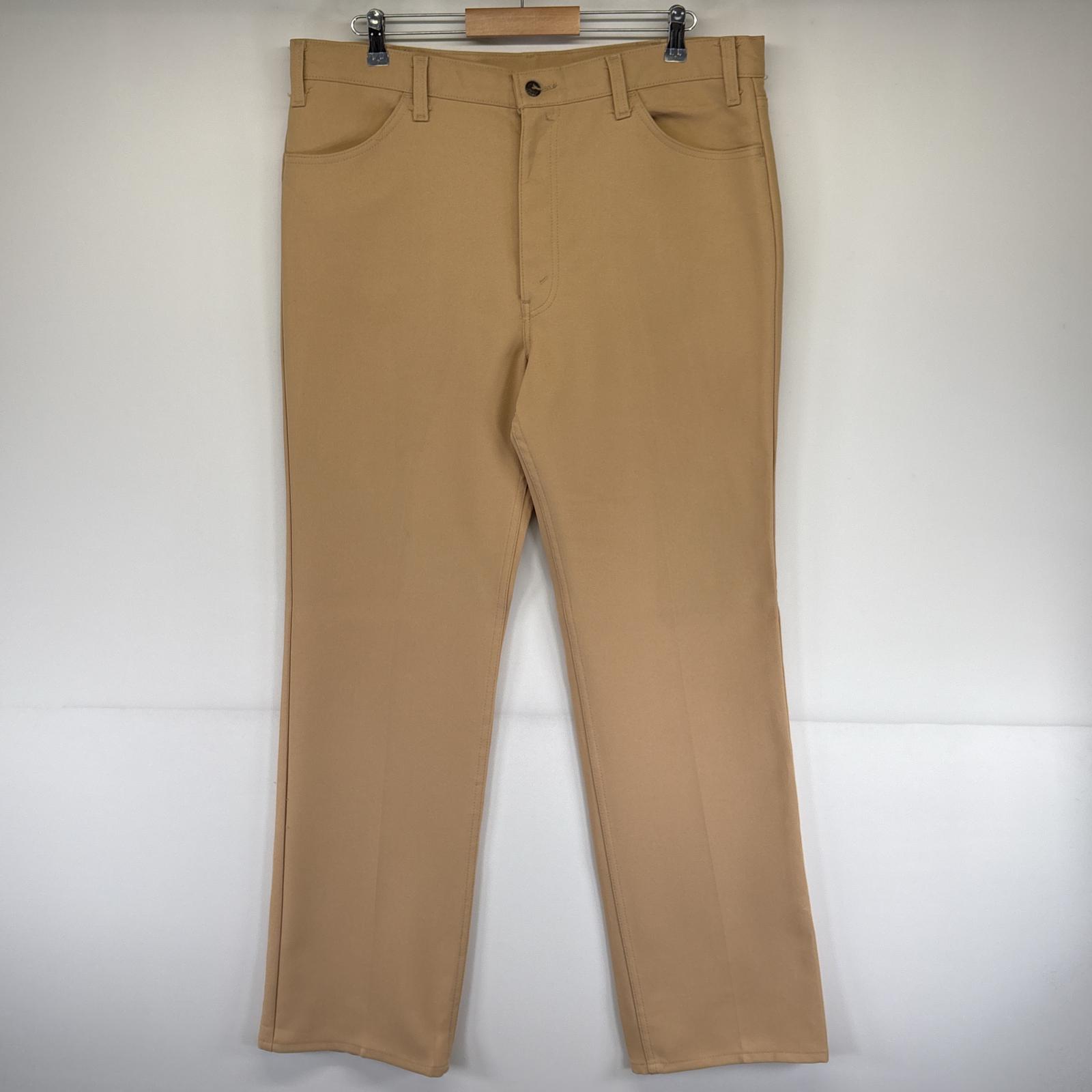 古着 80s/80年代 ヴィンテージ ポリエステルパンツ ストレート 42TALONジップ 10517 6121 w40 L34 ベージュ メンズ