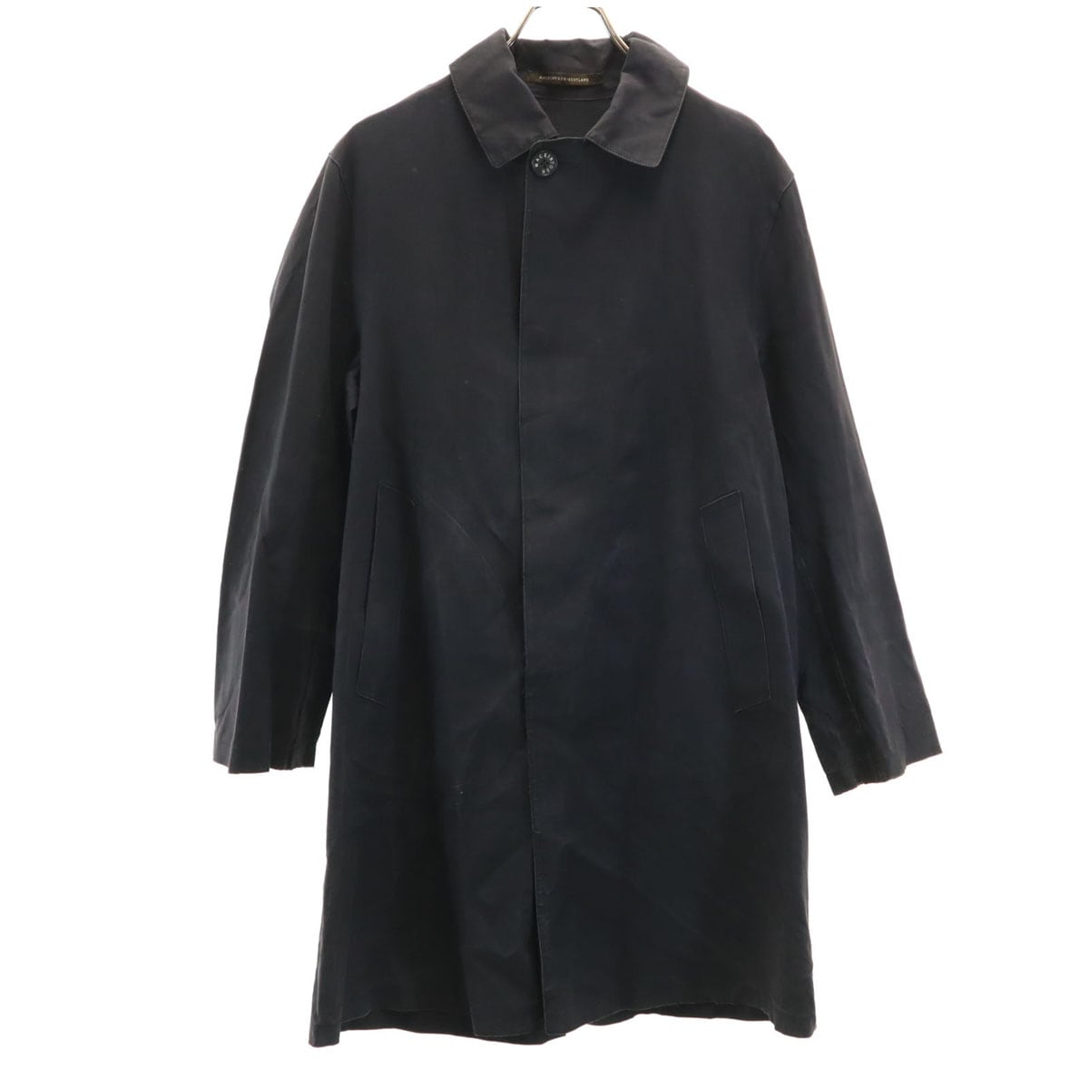 スコットランド製 ゴム引き ステンカラーコート 36 ブラック メンズ 古着