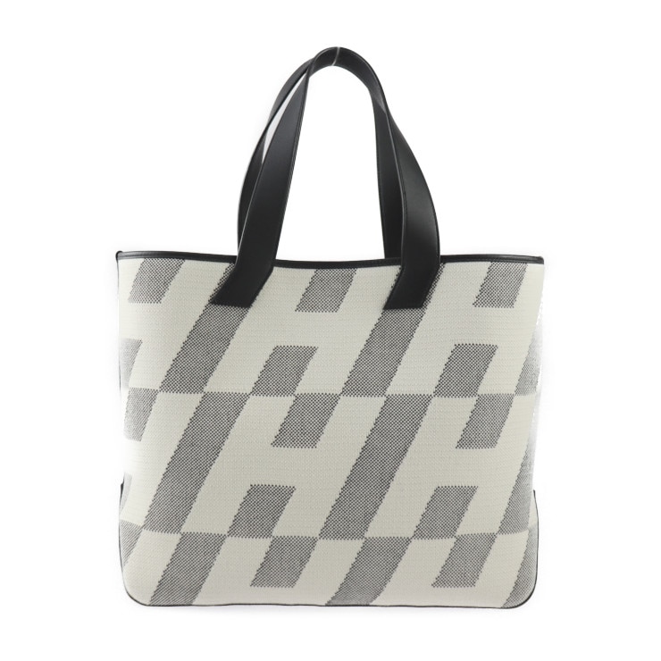 美品 HERMES エルメス トートバッグ - H アンビエ GM トワルアッシュ ヴォースイフト エクリュ ブラック ハンドバッグ Z刻印 バイアス【本物保証】