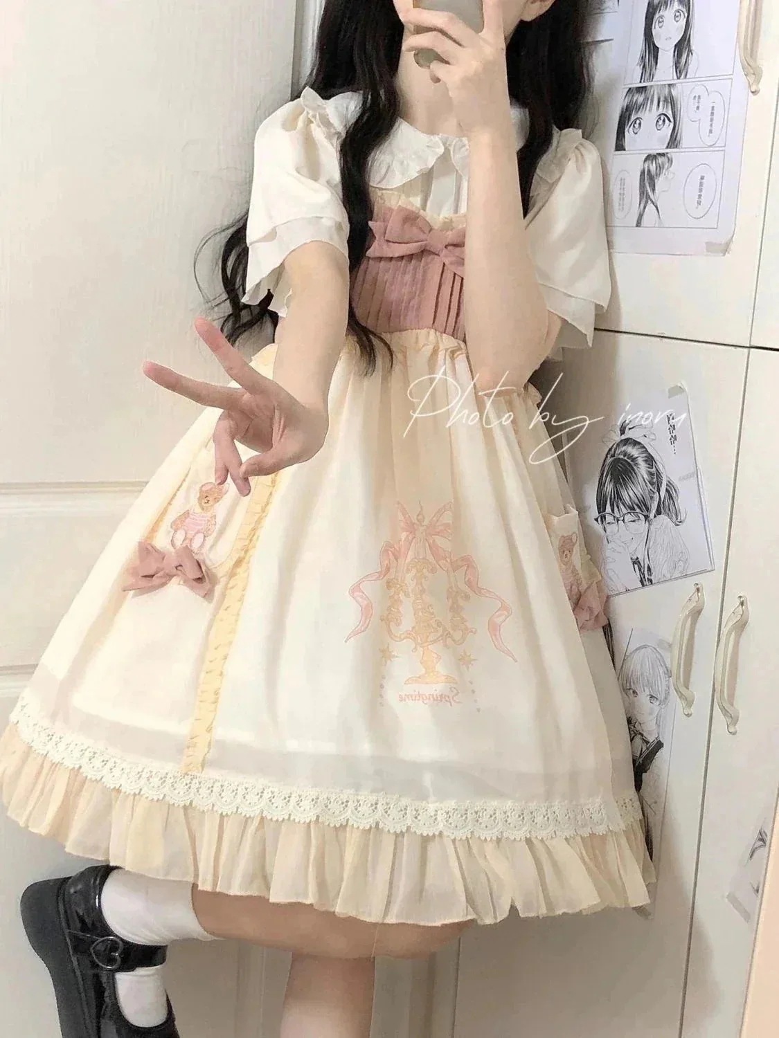 2025年新作店長おすすめ！ ロリータ コスプレ ロリータドレス サロペットワンピース+シャツ 2点セットサンタコスプレ