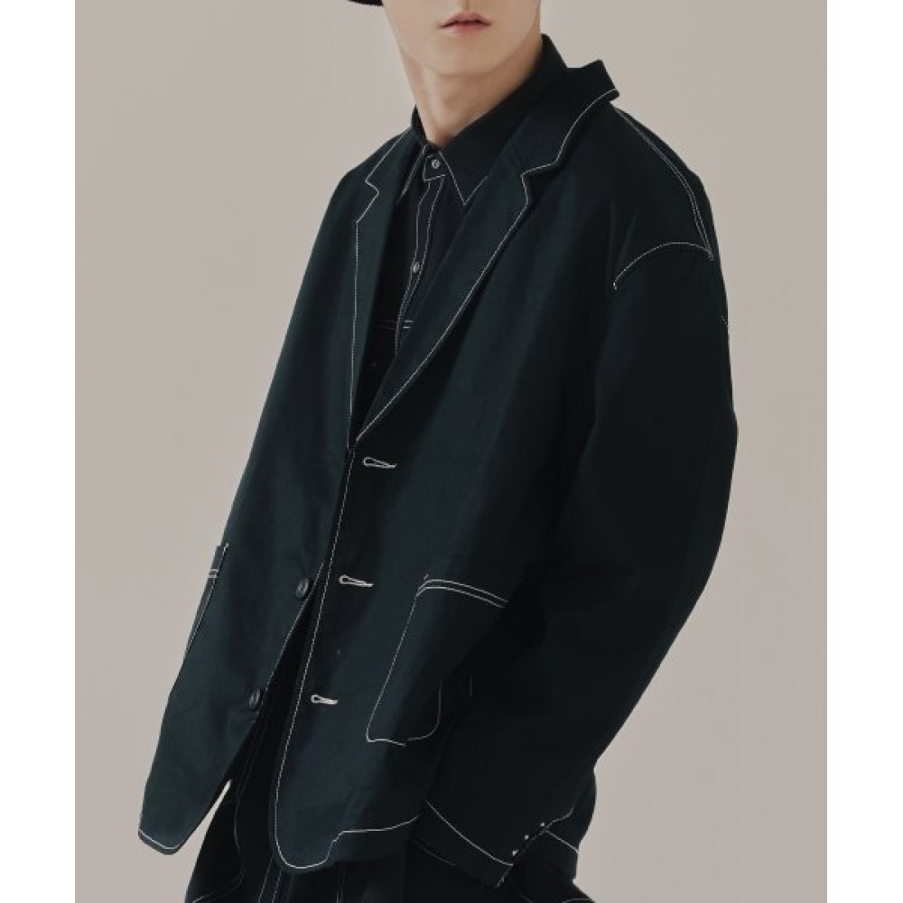 ロマンティッククラウンステッチコットンブレザー_ブラック