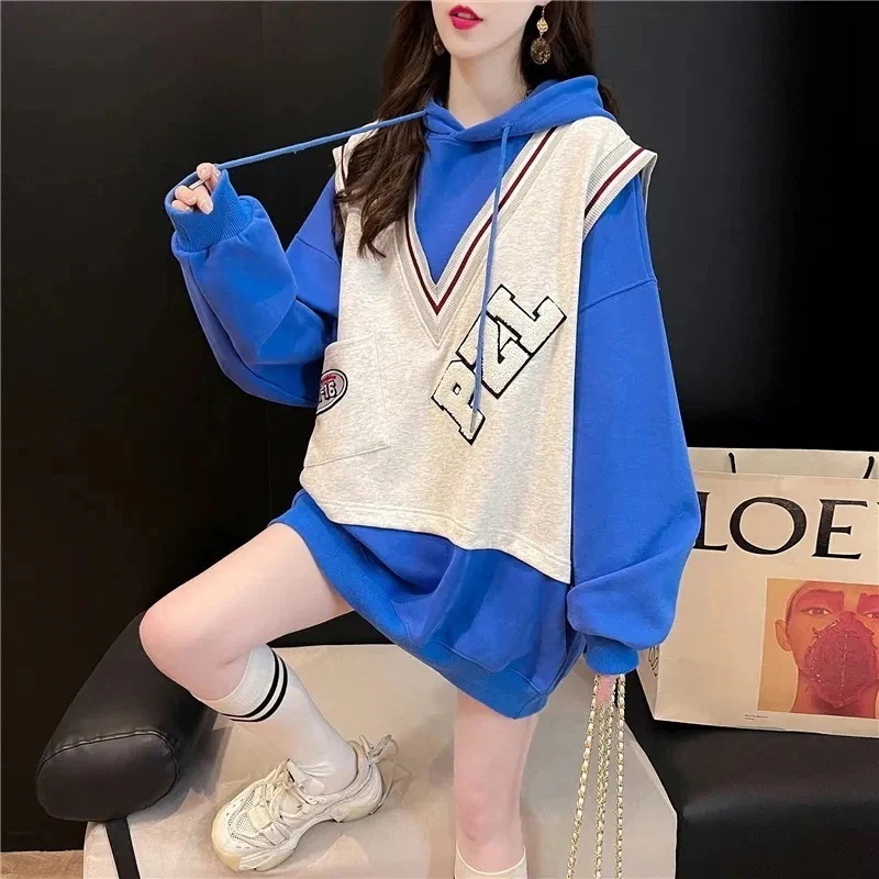 Tシャツカットソ一フード付き韓国ファッション 長袖スウェットパ一カ一 トレーナーTシャツ トッ スウェットパーカー アウター コート カジュアル