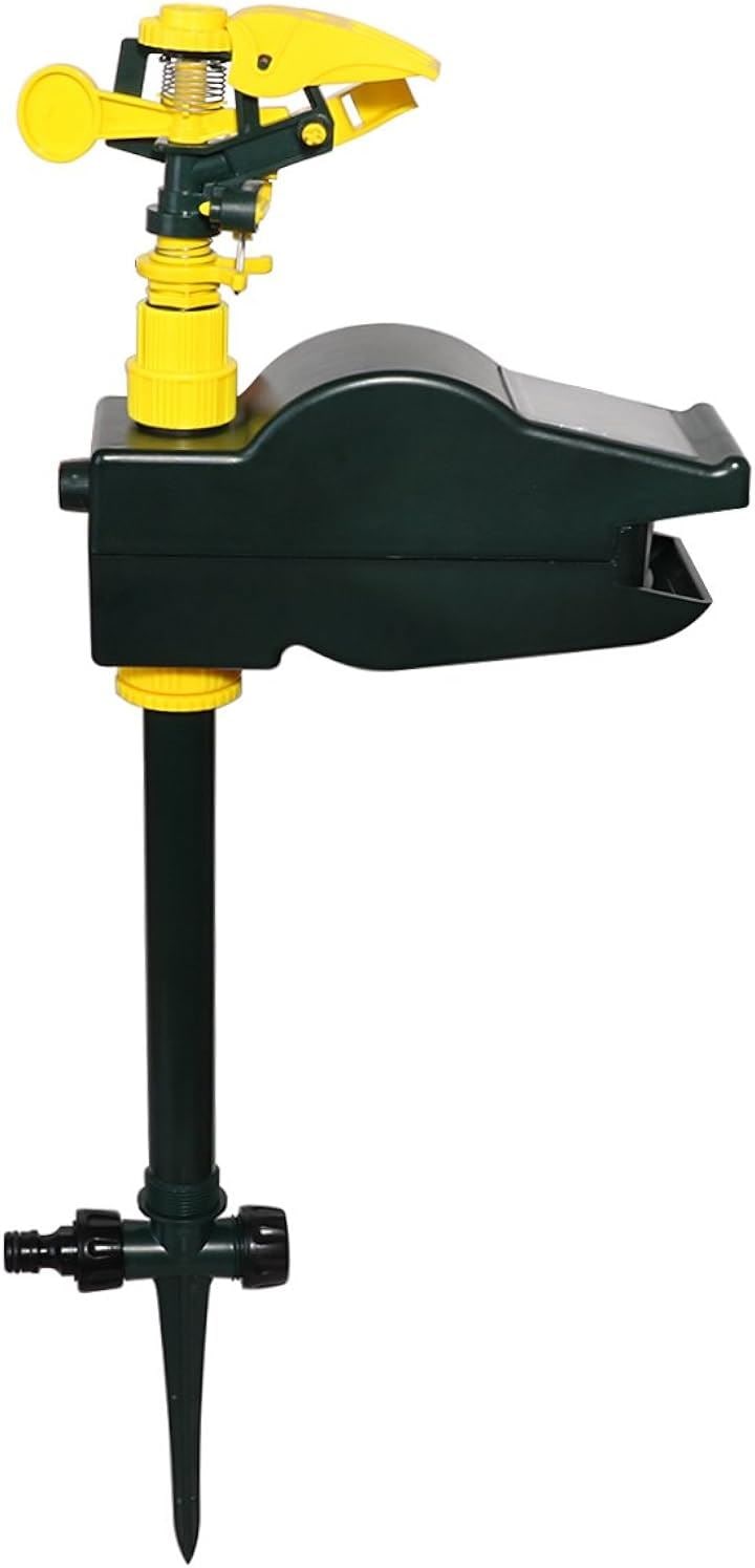 ソーラーパネル付き 害獣対策 超音波 カラス避け 動物駆除器 自動スプリンクラー 鳥避け カラスリス鼬鹿など対応 鹿よけ 鳥害対策 無傷害 バルブ 赤外線(黄色, 31004)