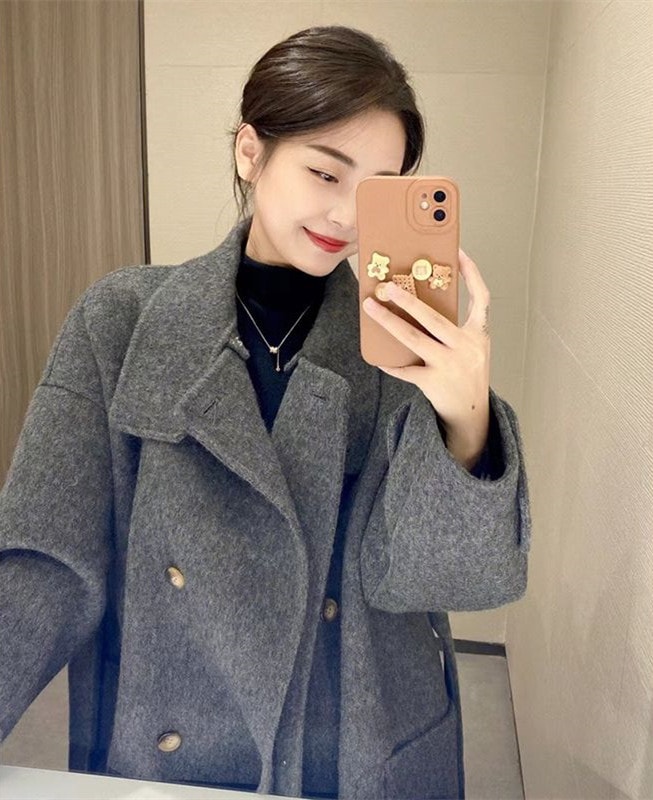 エレガント ハイエンド 秋冬 レディース 厚手 グレー ツイード コート ロング丈 おしゃれ チェスターコート