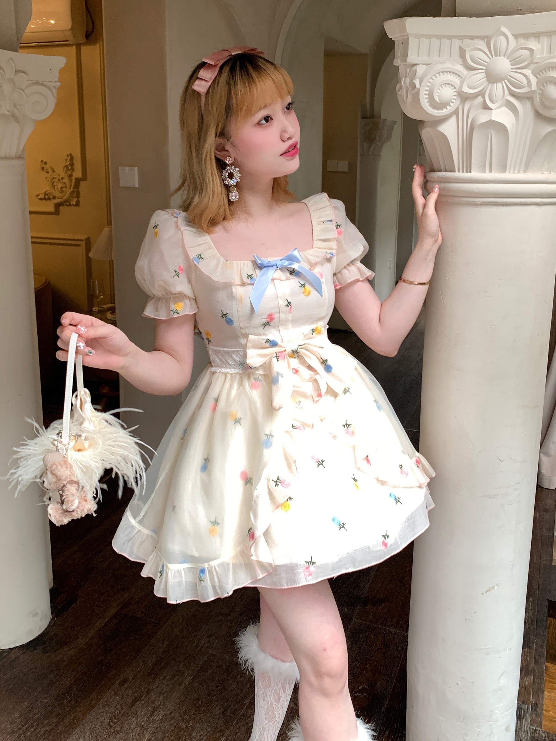 新品更新 コスプレドレスワンピース森ガールは海に行きたい虹たんぽぽ夏可愛いカラフル小花半袖ワンピース
