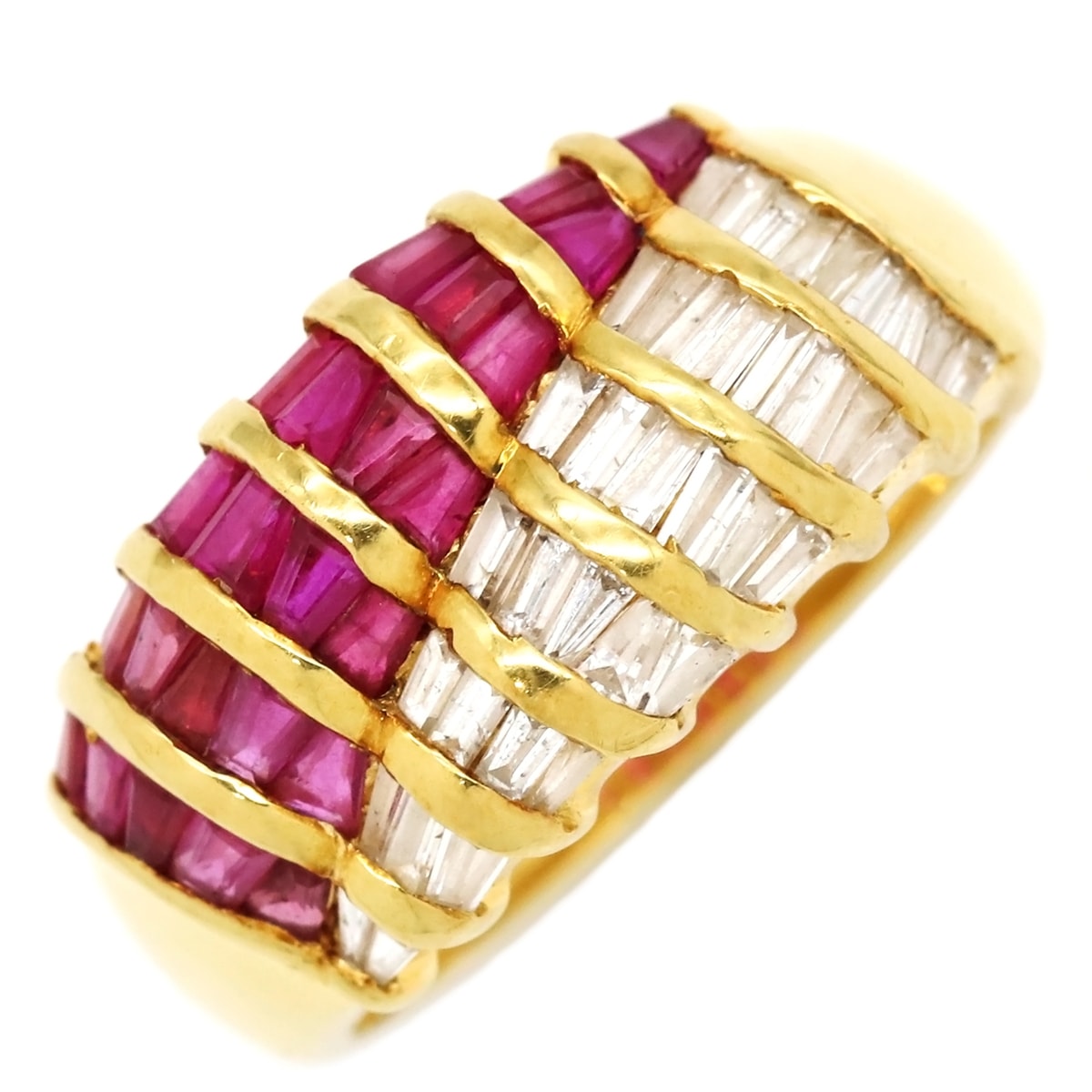 リング 指輪 ルビー ダイヤリング K18YG ルビー ダイヤモンド イエローゴールド レッド 赤 750 13号【中古】