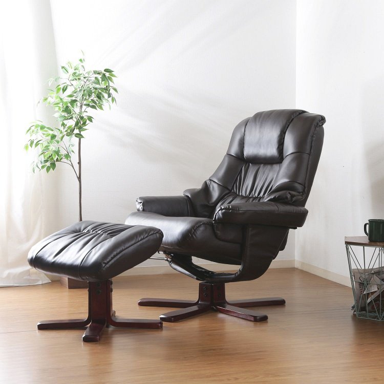 オフィスチェアー おしゃれ オットマン付き デスクチェア 椅子 ブラウン