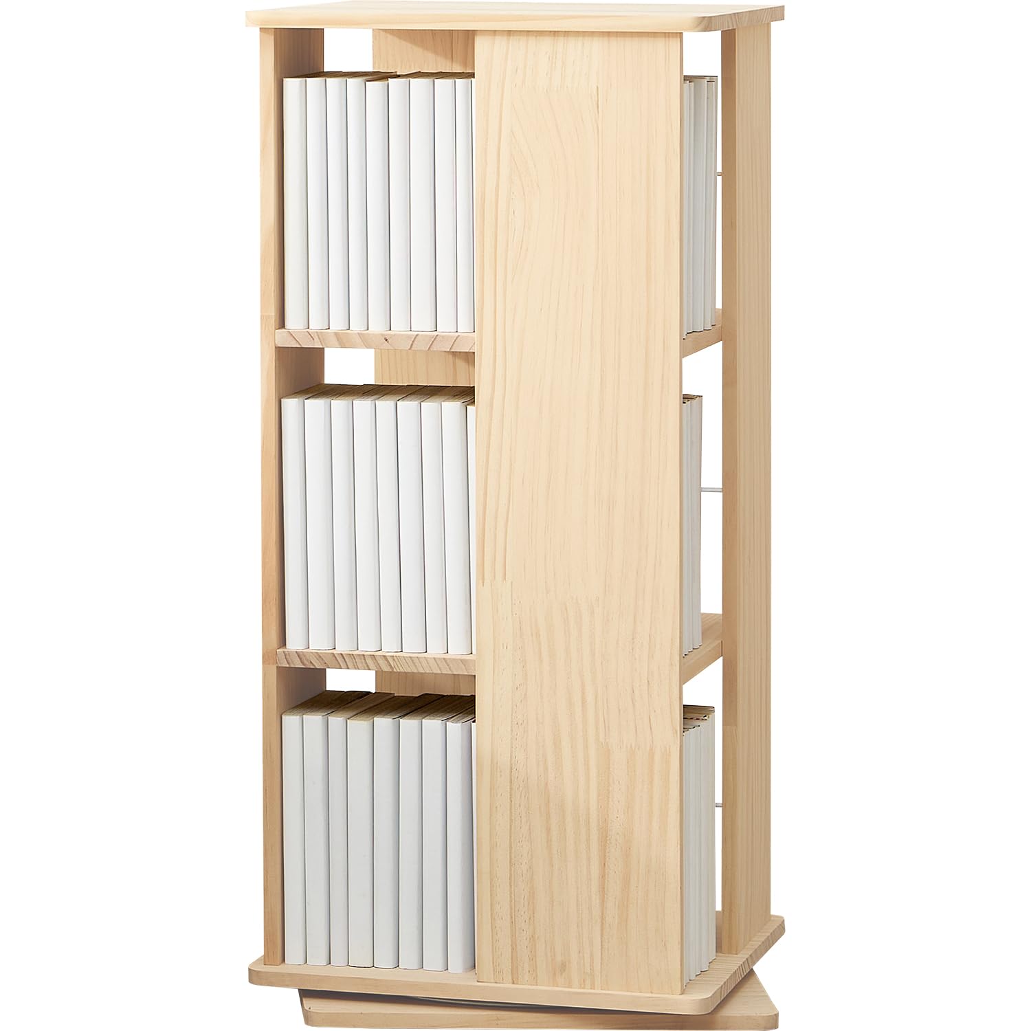 萩原 本棚 大容量 回転 棚 コミックラック 3段 【 すぐに使える 完成品 】 漫画収納 収納棚 ラック スリム 幅 46.5 奥行 46.5 高さ 73 MUD-6424NA