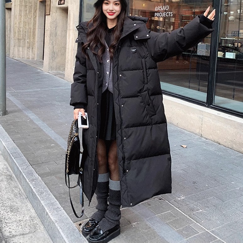 男女兼用防風ロングダウン中綿コート男女兼用大きめコート膝上厚手中綿
