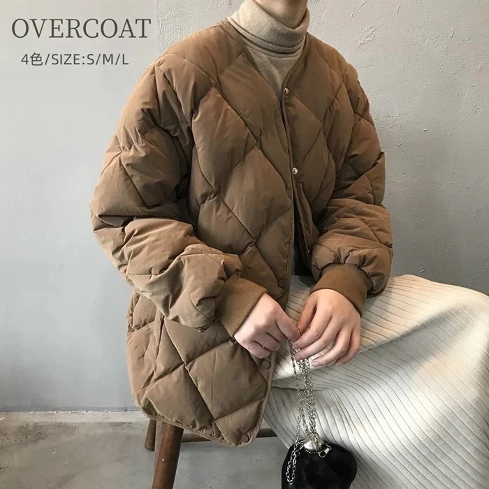 キルティングコート 中綿コート ジャケット レディース 中綿ジャケット ノーカラー シンプル コート アウター 中綿入り コート 軽量 ロング丈 ミディアム丈 防寒コート ゆったり アウトドア 暖