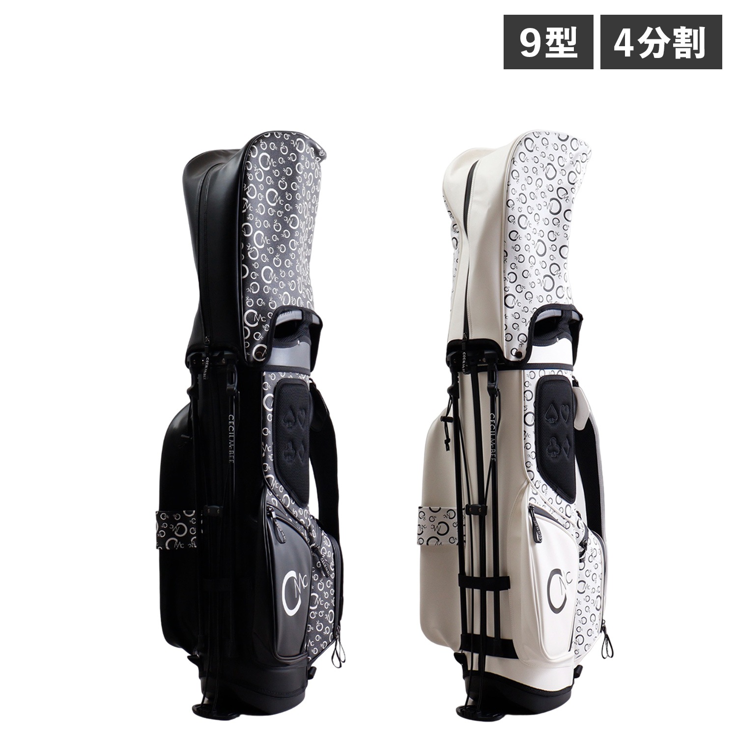 キャディバッグ ゴルフバッグ オールオーバー レディース スタンド式 軽量 CGF2322CB