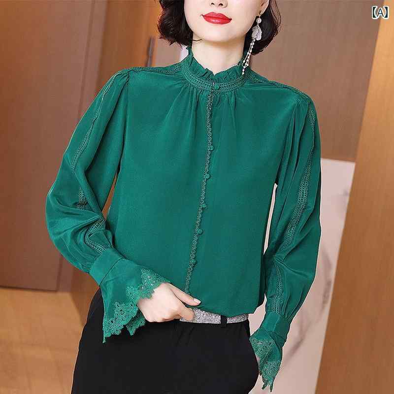 レディース シャツ ブラウス 長袖 アーバン ノーブル スタイリッシュ ショッピング オフィス コーデ