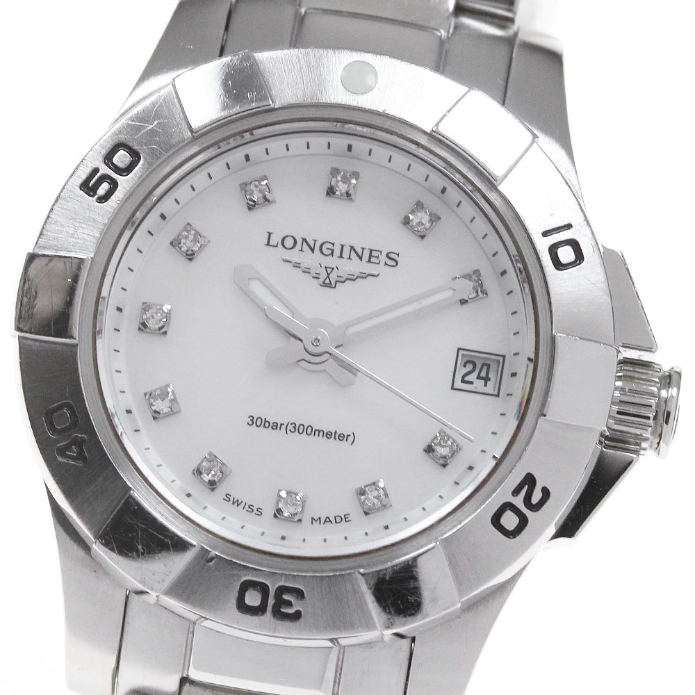 ロンジン LONGINES L3.198.4 ハイドロ コンクエスト 11Pダイヤ クォーツ レディース _861904【中古】