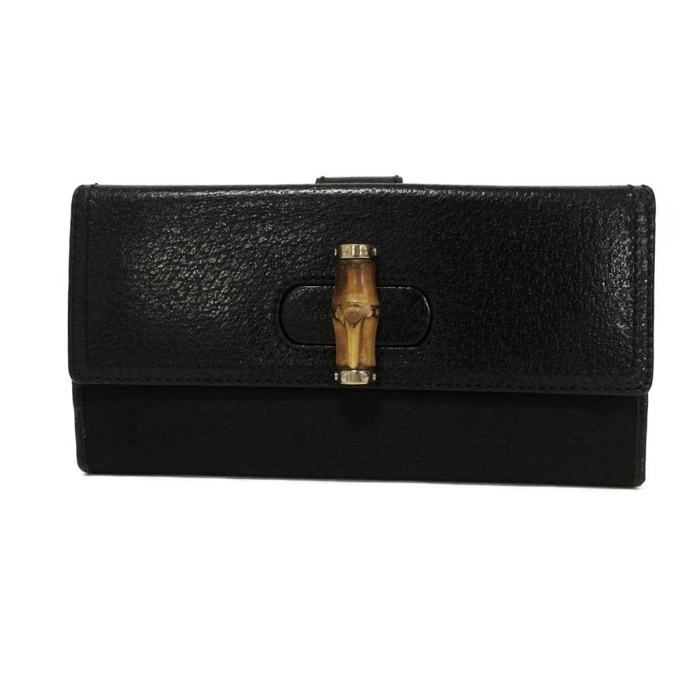 【中古】 長財布 ロングフラップウォレット バンブー ターンロック コンチネンタルウォレット GGキャンバス 137374